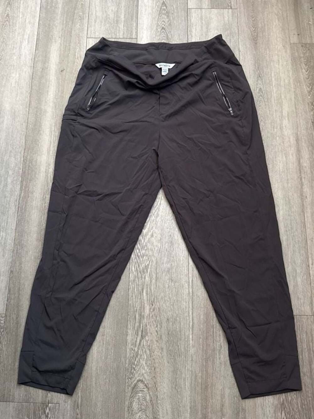 Athleta Black Slim Tapered Track Joggers with Zip Pockets